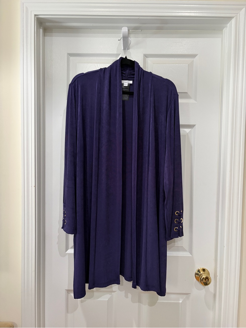 NWOT Chico's Deep Purple Open-Front Cardigan